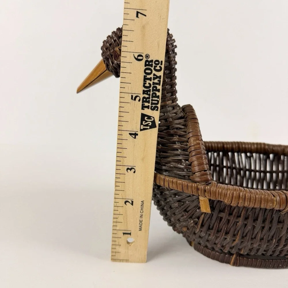 Vintage Wicker Duck Goose Basket Handwoven Bird Basket Rustic Farmhouse Decor